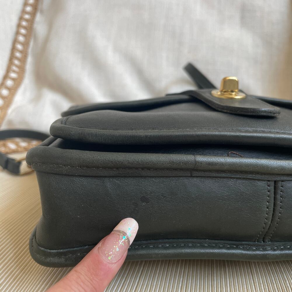 Vintage Coach Station Bag Dark Green Leather USA | Bottle, Forest Rare - Picture 9 of 10